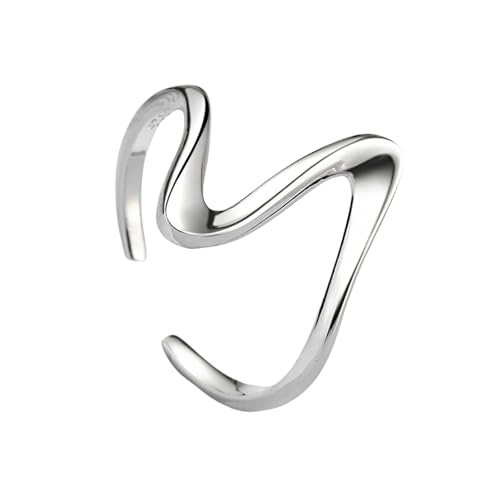 925 Sterling Silber Wellenmuster Verstellbarer offener Ring Minimalistischer Schmuck für Damen von Generic