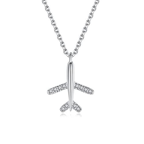 925 Sterling Silber Zirkon Flugzeug Anhänger Halskette für Frauen Schmuck Geschenk von Generic
