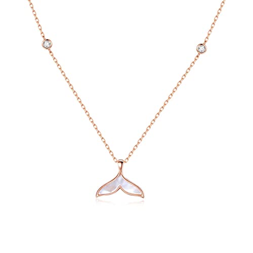 925 Sterling Silber Zirkon Runde Perle Meerjungfrau Schwanz Charm Anhänger Halsband Halskette Für Mädchen Frauen Aussage Hochzeit Schmuck Geschenk von Generic