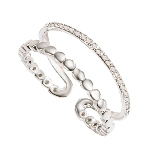 925 Sterling Silber Zirkonia Eleganter offener verstellbarer Ring für Frauen Minimalistischer Schmuck von Generic