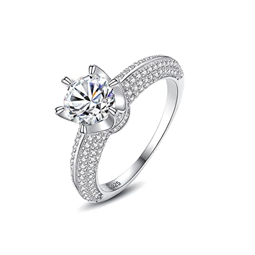 925 Sterling Silber glänzend Moissanite Ring Größe 6 7 8 für Frauen Hochzeit simulierte Diamanten Ring Schmuck Geschenk von Generic