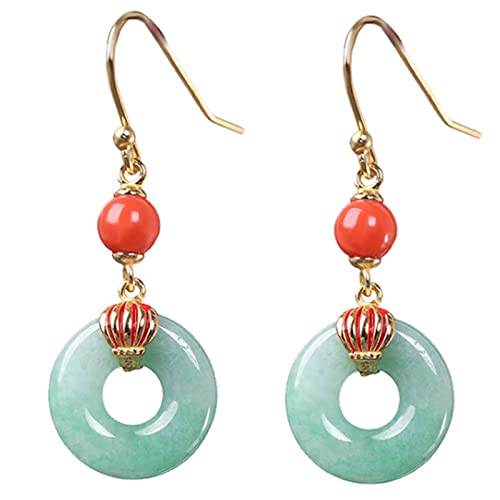 925 Sterling Silber vergoldet Jade Runde Schnalle modische und einfache Damen Ohrringe von Generic
