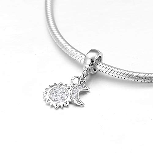 925 Sterling Silber wie Sonne und Mond, feine Anhänger, Perlen für DIY-Armbänder, Halsketten, Schmuckherstellung, modisches Charm-Perlen-Accessoire von Generic