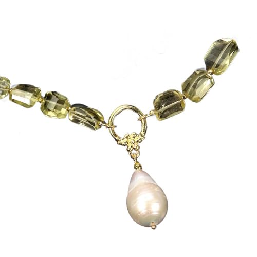 925 Traumhafte Halskette Naturperle lemon Quarz von Generic