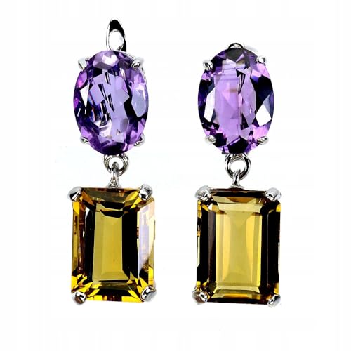 925 Traumhafte Silber Ohrringe Natur Statement Amethyst Citrin 33ct 2 von Generic