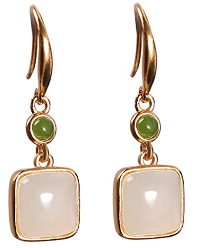 925 versilberte quadratische Ohrringe aus Hetian-Jade, modisch, schlicht, exquisiter Schmuck für Damen, handgefertigt von Generic
