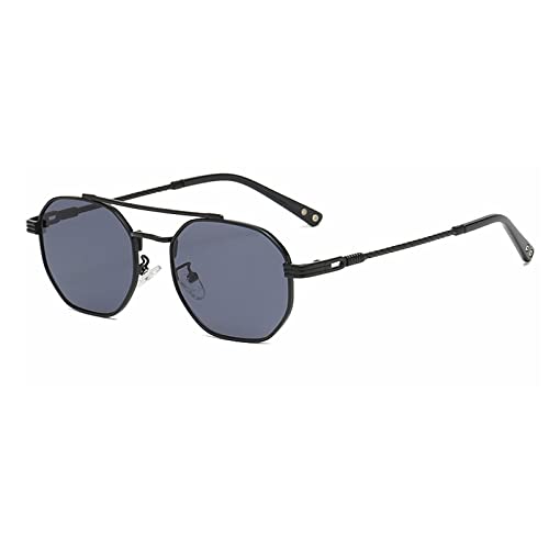 926Sonnenbrille für Herren, luxuriös, modisch, quadratisch, Retro-Sonnenbrille, Damen, klein, achteckig, Metall, Polygon, schwarz, Gafas von Generic