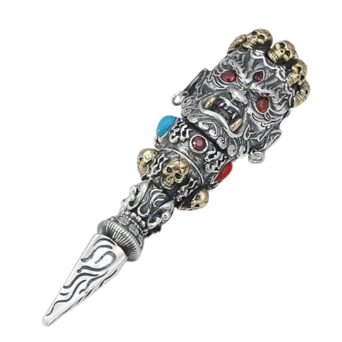 999 Sterling Silber Gothic Zirkonia Anhänger, Herren Gothic Bully Halskette Anhänger von Generic