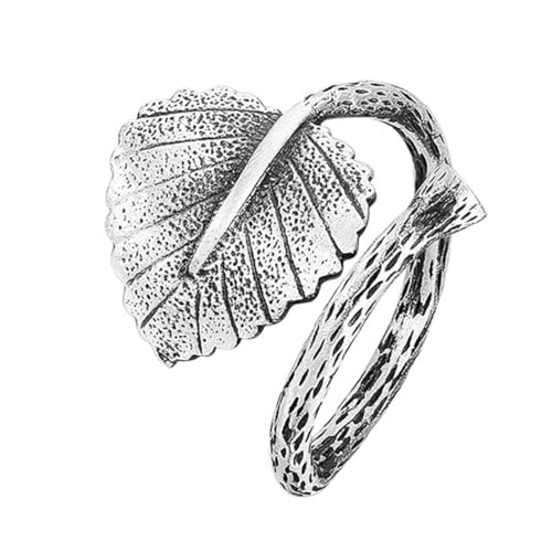 999 Sterling Silber Personalisierter Blattring, Offener Verstellbarer Hip Hop Ring Für Männer Und Frauen von Generic