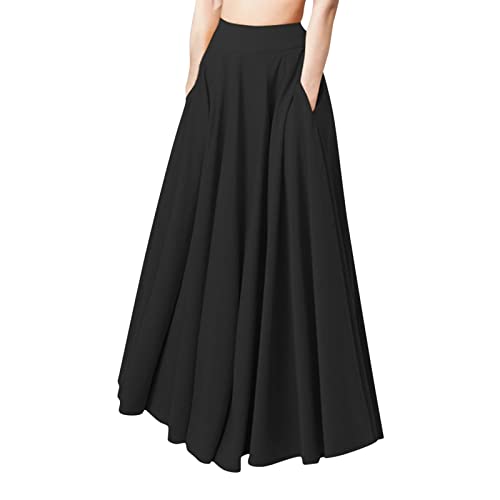 A-Linie Elegant Faltenrock Hohe Taille Lange Rock Damen A-Linie Elegant Faltenrock Hohe Taille Lange Rock Damen von Generic