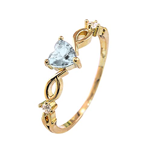 A Novia Cumpleaños Joyería Mujer Anillo Simple De Con Sortija De Circonio Forma De Dedo Con La Romántico Piedra Corazón Ringe Trendy Ring, blau, 36 von Generic