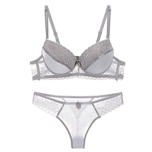 ABC-BH-Set Spitze Push-Up-Frauen-Unterwäsche-Höschen-Set Baumwolle Erfrischende BH-Slip-Sets,Schwarz,90B Oder 40B von Generic