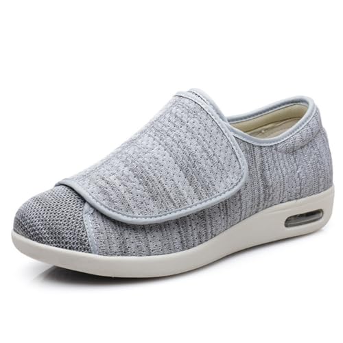 Ältere Diabetiker Wanderschuhe Unisex Komfort Bequeme Verstellbare Hausschuhe Fußgewölbestütze Orthopädische Turnschuhe,Silber,48 EU von Generic