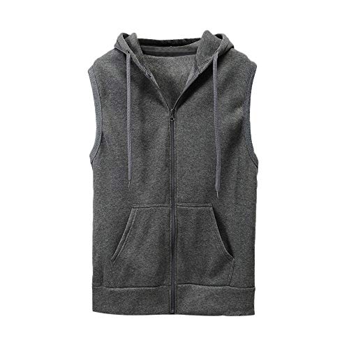 Ärmellos Shirts Weste Herren, Sport Freizeit Kapuzensweatshirt mit Reißverschluss, Zipped Hoodie ärmellos für Herren Sleeveless Kapuzenpullover Männer Sweater Trainingsweste Sweatshirt Tank Top von Generic