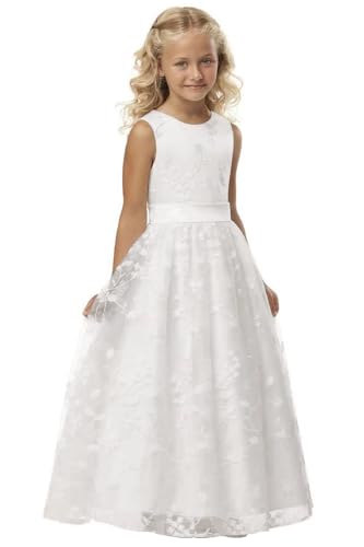 Ärmellos Spitze Hochzeit Kinderkleid Festlich Kommunionkleid Blumenmädchenkleider Kommunionkleid Kommunionskleider Lang Chiffonkleid Mädchen Lang von Generic