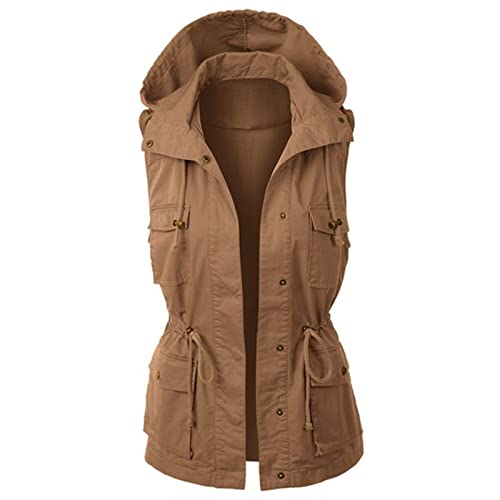 Ärmellose Jacke Damen Sommer Übergangsjacke Herbst Große Größen Sportjacke Ärmellos Sweatjacke Mit Kapuze College-Jacke Übergangsjacken Leicht Sommer-Westen Sommerjacke Weste von Generic