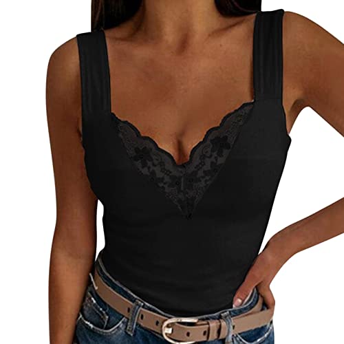 Ärmellose Strandoberteile Mode Sommer Spitze Sexy Farbe Feste Bluse Damen Tank Damenbluse Damen Unterhemd Ärmellos von Generic