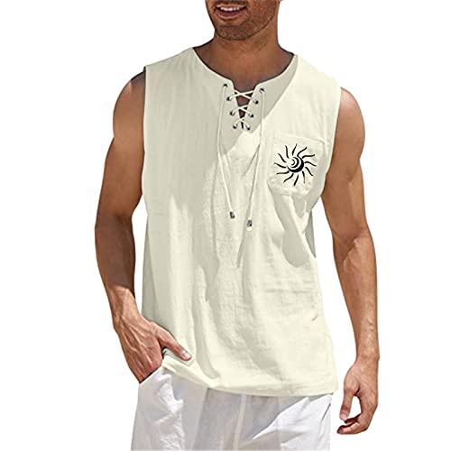 Ärmellose T-Shirts Herren, Weit Atmungsaktiv Lustig Lustig Achselshirts Tanktops Baumwolle Weiss Weit Bauchweg Poloshirt Muskelshirts 5XL Sommer Lang 4XL Oversized Herren-Unterhemden Unterhemd von Generic