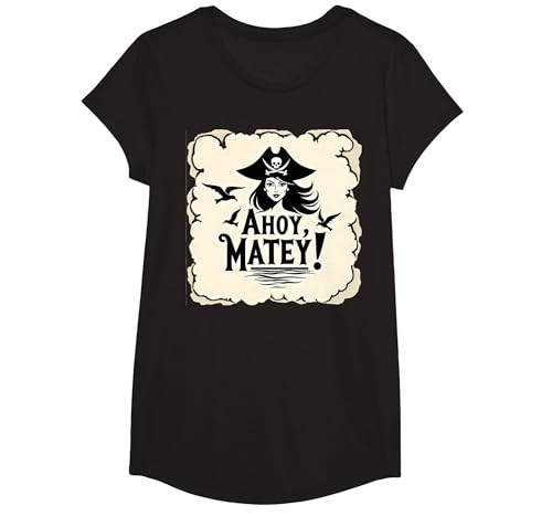 AHOI, Matey! Piratenfrauen Meeresabenteuer Freibeuter T-Shirt, Girls, Schwarz, XS AHOI, Matey! Piratenfrauen Meeresabenteuer Freibeuter T-Shirt, Girls, Schwarz, XS von Generic