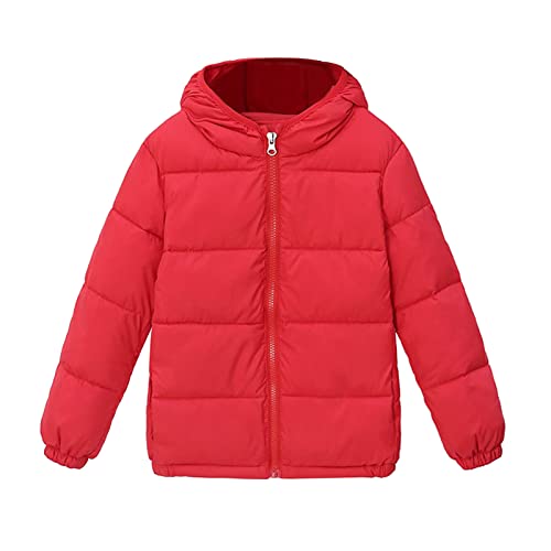 AI 2024 Kleinkind Kinder Jungen Winter Warme Jacke Oberbekleidung Solide Mäntel Mit Kapuze Daunenfüllung Outwear Kleidung Junge 9 Jahre (Red, 7-8 Years) von Generic