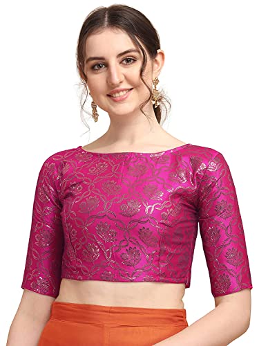 Aashita Creations Jacquard Blouse for Women -Fuscia Pink Size Medium_1211 von Generic