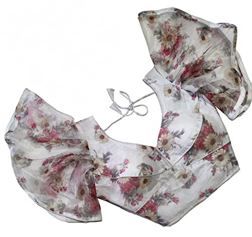 Aashita Creations Women's Bet Wing Style Georgette Blouse with Ruffled Sleeve, Off White Color_1097 von Generic