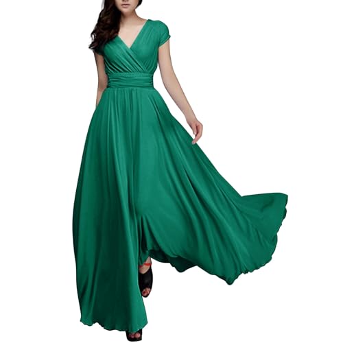 Abendkleid Damen Frau A-Linie Graduation Lang V Ausschnitt Bodenlang Abiballkleider Festliches Kleid Damen Hochzeit Infinity Dress Umstandskleid Stillkleid Festlich(A2 GN1,5XL) von Generic