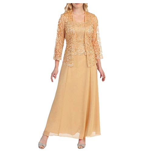 Abendkleid Damen Lang Große Größen Brautjungfernkleider Ballkleider Abendkleider Elegant für Hochzeit Zweiteiler Tüll Cardigan Formelle Abschlusskleider Chiffon Ballkleid Cocktailkleid mit Lang Ärmel von Generic