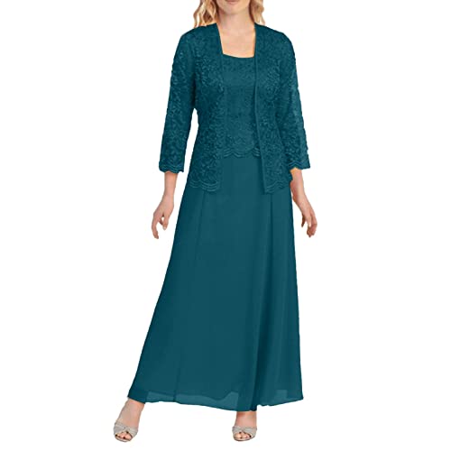 Abendkleid Damen Lang Große Größen Brautjungfernkleider Ballkleider Abendkleider Elegant für Hochzeit Zweiteiler Tüll Cardigan Formelle Abschlusskleider Chiffon Ballkleid Cocktailkleid mit Lang Ärmel von Generic
