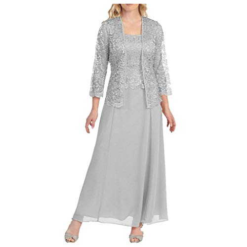 Abendkleid Damen Lang Große Größen Brautjungfernkleider Ballkleider Abendkleider Elegant für Hochzeit Zweiteiler Tüll Cardigan Formelle Abschlusskleider Chiffon Ballkleid Cocktailkleid mit Lang Ärmel von Generic