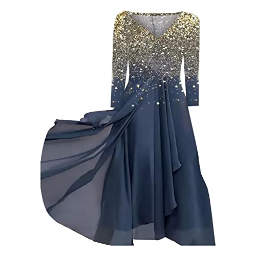 Abendkleid Lang Damen Spitzenkleid Glitzer Kleid V-Ausschnitt Abendkleid Festlich Ballkleid Brautjungfernkleider Hochzeit Midi Kleid Casual A-Linie Party Cocktail Lang Kleider von Generic