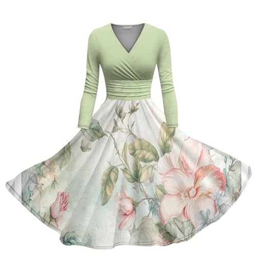 Abendkleider Damen Faltenrock Kleider Elegant Blumen Cocktailkleid Retro Rockabilly 1950er Vintage A-Line Langarm Frühling Hohe Taille Zweiteiliges Set Festliches Kleid Damen Hochzeit Abendkleider Damen Faltenrock Kleider Elegant Blumen Cocktailkleid Retro Rockabilly 1950er Vintage A-Line Langarm Frühling Hohe Taille Zweiteiliges Set Festliches Kleid Damen Hochzeit von Generic