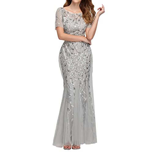 Abendkleider Elegant Für Hochzeit Kleider Festliches Partykleid Pailletten Abschlussball Kleid Meerjungfrau Maxi Cocktailkleid Damen Brautjunfernkleid Hohe Taille Ballkleid Frauen Lange von Generic