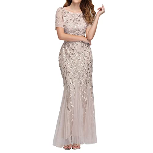 Abendkleider Elegant Für Hochzeit Kleider Festliches Partykleid Pailletten Abschlussball Kleid Meerjungfrau Maxi Cocktailkleid Damen Brautjunfernkleid Hohe Taille Ballkleid Frauen Lange von Generic