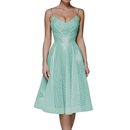 Abendkleider Elegant Für Hochzeit Swing A-Linie Ballkleid Partykleid Freizeitkleid Tüll Pailletten Brautkleider Festliche Cocktailkleid Spitze Kleid Damen Vintage Kleidung Kleider von Generic