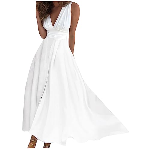 Abendkleider Elegant für Hochzeit Damen Schulterfrei Cocktailkleid Partykleid Festliches Ballkleid Wickelkleid A-Linie V-Ausschnitt Maxikleid Hohe Taille Kleid Rückenfrei Brautjungfernkleid Brautkleid von Generic