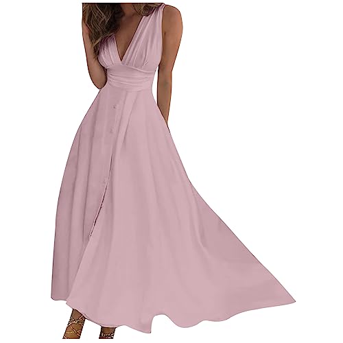 Abendkleider Elegant für Hochzeit Damen Schulterfrei Cocktailkleid Partykleid Festliches Ballkleid Wickelkleid A-Linie V-Ausschnitt Maxikleid Hohe Taille Kleid Rückenfrei Brautjungfernkleid Brautkleid von Generic