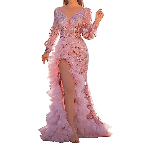 Abendkleider Frauen Spitzen Partykleid V-Ausschnitt Langarm High Waist Unregelmäßiger Saum Bodenlang Ballkleid Vorne Kurz Hinten Lang Cocktailkleid Eleganter Tunikakleid Wickelkleid Abendkleider Frauen Spitzen Partykleid V-Ausschnitt Langarm High Waist Unregelmäßiger Saum Bodenlang Ballkleid Vorne Kurz Hinten Lang Cocktailkleid Eleganter Tunikakleid Wickelkleid von Generic