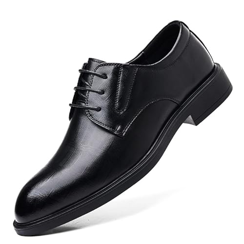 Abendschuhe for Herren, Schnürschuhe, Spitze Zehenpartie, Kunstleder, einfarbig, Derby-Schuhe, niedrige Oberseite, rutschfeste Gummisohle, Abschlussball(44 EU) von Generic