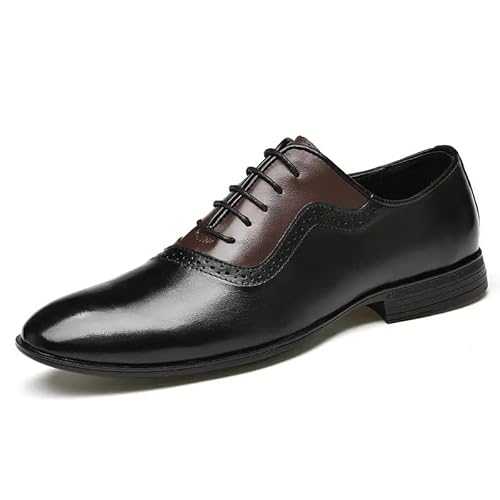 Abendschuhe for Herren, Schnürschuhe, Spitze Zehenpartie, zweifarbiges Leder, Gummisohle, rutschfest, rutschfest, Hochzeit(Schwarz,44 EU) von Generic