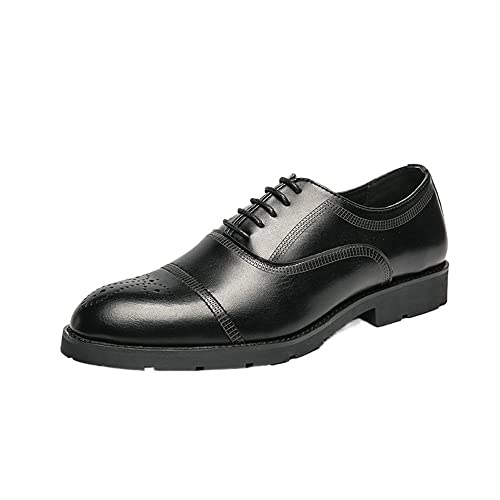 Abendschuhe for Herren, Schnürschuhe, runde, brünierte Zehenpartie, Brogue-Kappe, PU-Leder, Rutschfester Blockabsatz, Rutschfester Abschlussball(Schwarz,43 EU) von Generic
