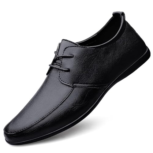 Abendschuhe for Herren, Schnürschuhe, runde Zehenpartie, einfarbig, veganes Leder, Gummisohle, niedriger Blockabsatz, Abschlussball(Schwarz,44 EU) von Generic