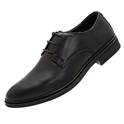 Abendschuhe for Herren, Schnürschuhe mit runder Spitze, Derby-Schuhe aus Leder, rutschfest, rutschfest, Blockabsatz, niedriger Abschlussball(44 EU) von Generic