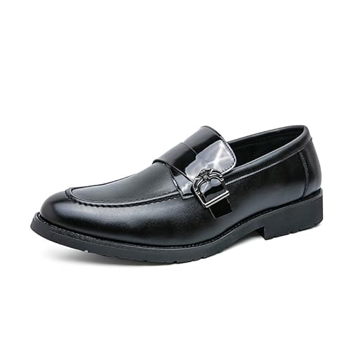 Abendschuhe for Herren for Hineinschlüpfen mit spitzer Zehenpartie, veganes Leder, Schürzenzehe, Mönchsriemen, rutschfest, Low-Top, rutschfest, for Gehen(Size:41 EU) von Generic