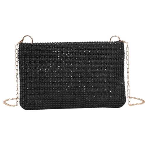 Abendtaschen für Frauen funkelnde Pailletten Kupplungsbeutel mit abnehmbarem Kettengurt und Reißverschluss Bling Clutch Abendbeutel Elegante Umhängetasche für Cocktailparty Bankett Schwarz von Generic