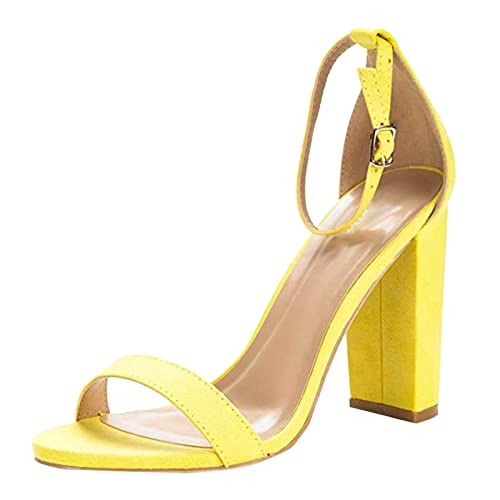 Absatzschuhe Damen Elegant Offen - Sandalen Mit Knöchelriemen Blockabsatz Sandaletten Schnalle Riemchenpumps Wildleder Kleidschuhe Open Toe Sommerschuhe Hoher Absatz Sandals Fur Abend Party Absatzschuhe Damen Elegant Offen - Sandalen Mit Knöchelriemen Blockabsatz Sandaletten Schnalle Riemchenpumps Wildleder Kleidschuhe Open Toe Sommerschuhe Hoher Absatz Sandals Fur Abend Party von Generic