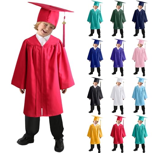 Abschlusskleid Kinder Abschluss Talar mit Hut 2025 Kinder Abschluss Akademischer Talar Doktorhut und Quaste Graduation Robe für Vorschule Abschlussfeier von Generic