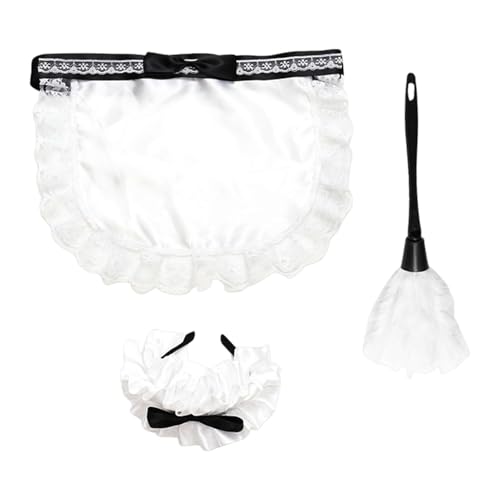 Accessoires für das französische Dienstmädchen-Outfit – Deluxe-Ankleidekollektion, authentische Kostüm-Ergänzungen für Dienstmädchen | Rüschenkopfbedeckung, Taillenschürze, Spitzenarmbänder, Halsstück von Generic