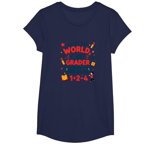 Achten Sie auf den Erstklässler der Welt bei der Arbeit T-Shirt, Girls, Marineblau, XS Achten Sie auf den Erstklässler der Welt bei der Arbeit T-Shirt, Girls, Marineblau, XS von Generic