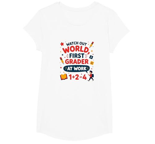 Achten Sie auf den Erstklässler der Welt bei der Arbeit T-Shirt, Girls, Weiß, XS Achten Sie auf den Erstklässler der Welt bei der Arbeit T-Shirt, Girls, Weiß, XS von Generic